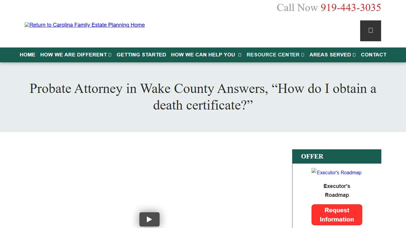 Here's How You Can Obtain a Death Certificate in Wake County | North Carolina Probate-Estate-Trust Administration Lawyer | Carolina Family Estate Planning
